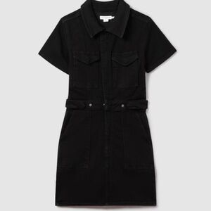 Good American Black Denim Fit For Success Mini Dress Size Large